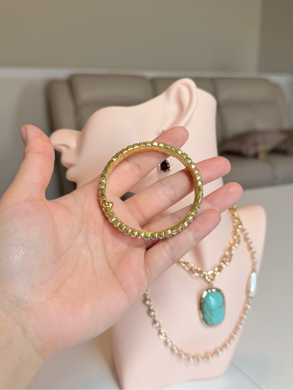 Gold Crystal Bracelet - Elegant Women's Jewelry - Picture 7 of 12